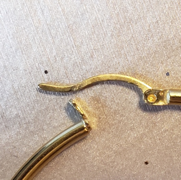 Sterling Silver Gold Tone "Hope" Hoop Earrings - Picture 4 of 7